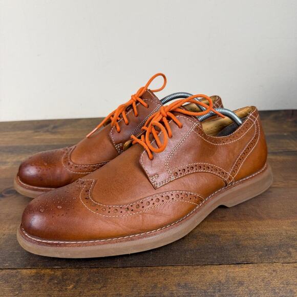 Sperry Men\'s 10 Gold Cup Wingtip Oxfords Dress Shoes Brown Leather Orange Lace main image 9